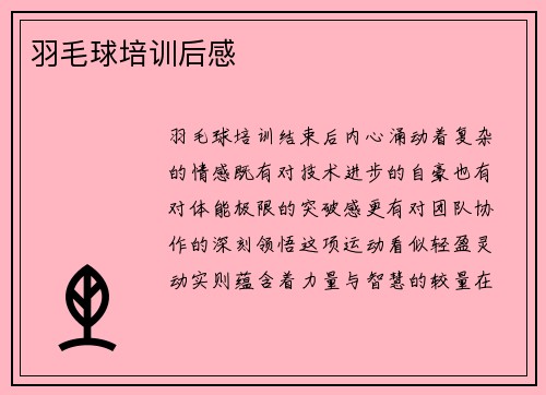 羽毛球培训后感